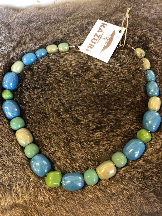 Kazuri ketting groen/blauw